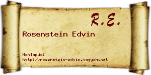 Rosenstein Edvin névjegykártya